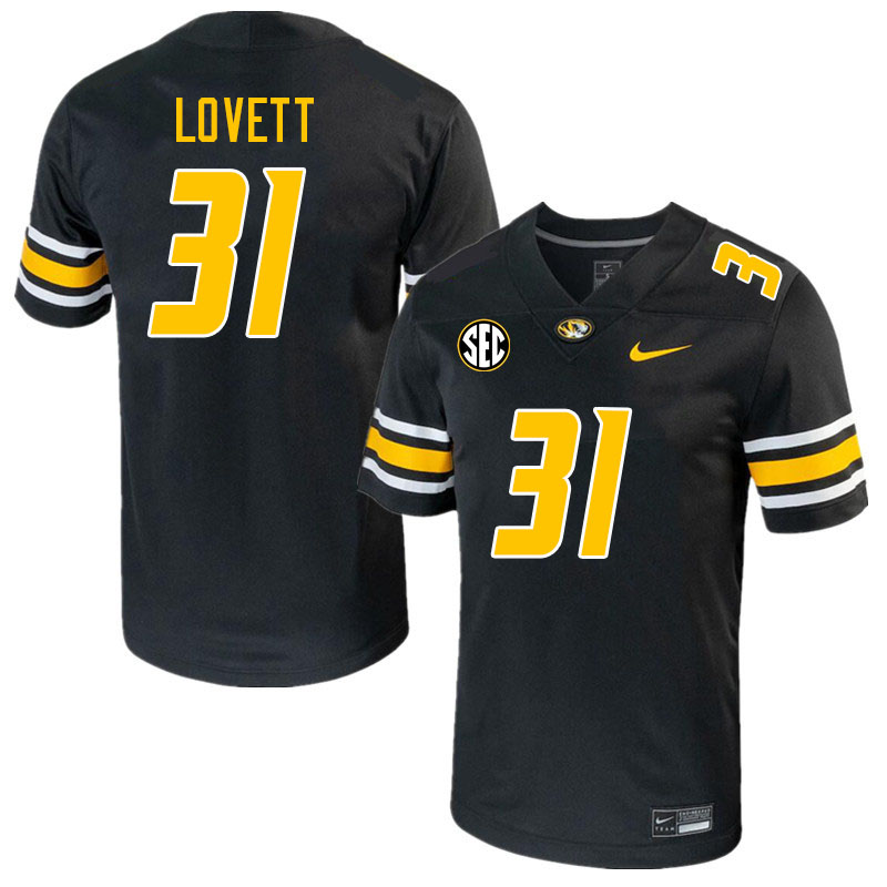 Men #31 Zach Lovett Missouri Tigers College 2023 Football Stitched Jerseys Sale-Black
